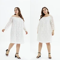 larg size summer european causal comfortable skirt oversized white black whole dresses with long sleeves lace maternity clothes