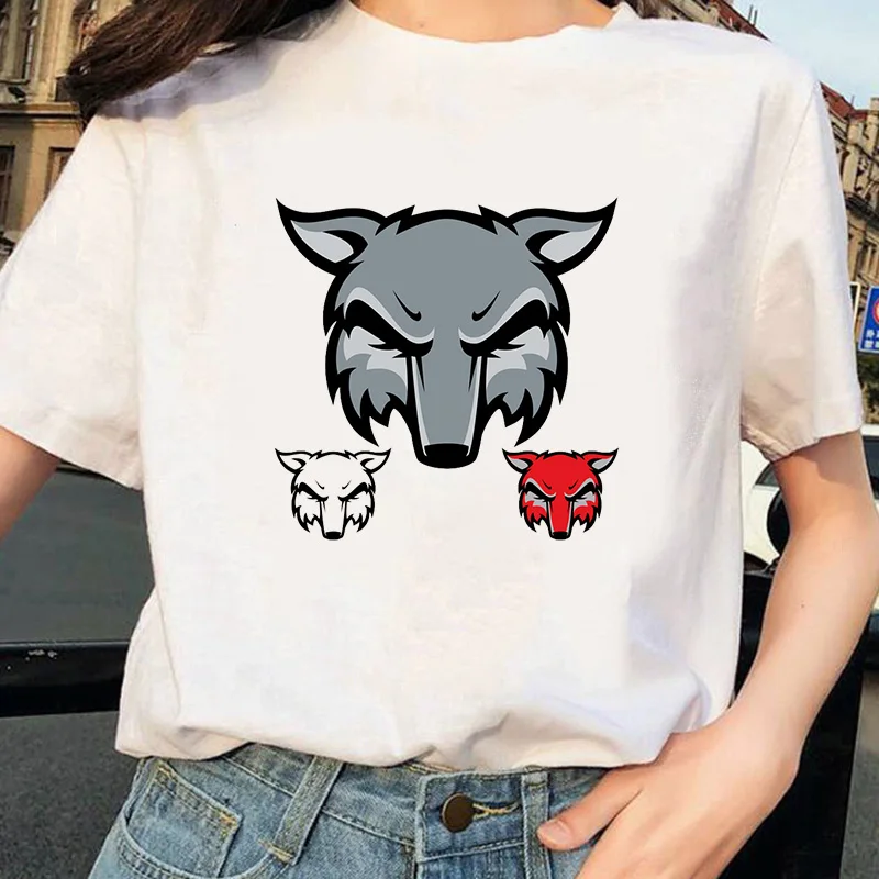 Женская футболка с коротким рукавом Ullzang Повседневная летняя принтом лисы |