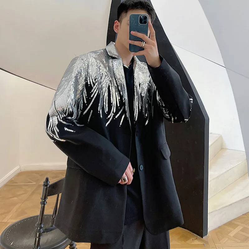 Мужской блейзер с вышивкой и блестками DIMI повседневный весенний пиджак большого