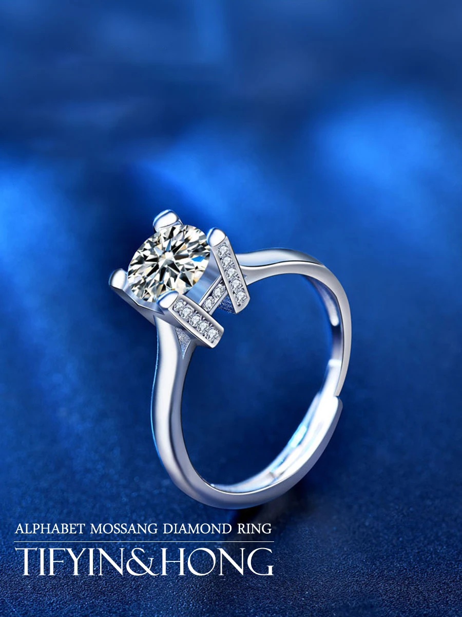 

2021 Trend Luxury Brand Jewelry Knuckle Moissanite Adjustable size Ring Couple Unisex Unisex 925 Sterling Silver Ring