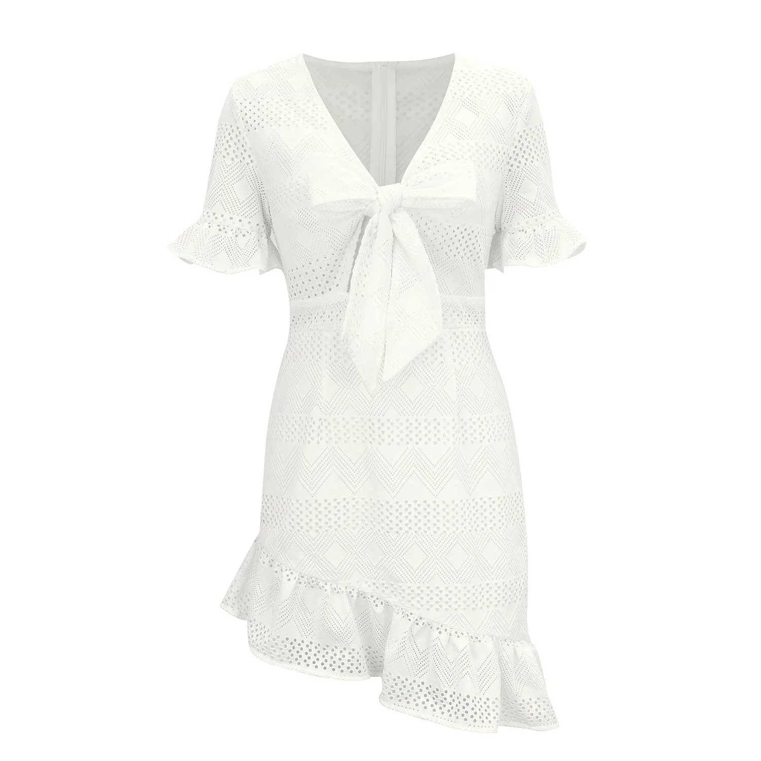 

Women Dress Boho Floral Ruffle Short Mini Dress Summer Knot Sexy V-Neck Party Holiday Dress Vestido Sexy Irregular Dress