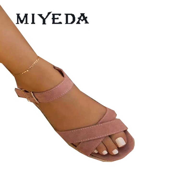 

MIYEDA Women Summer Fashion Wedges Concise Solid Yellow Beach Weave Light Female Shoes Plus Size 42 Soft Classics Sandal