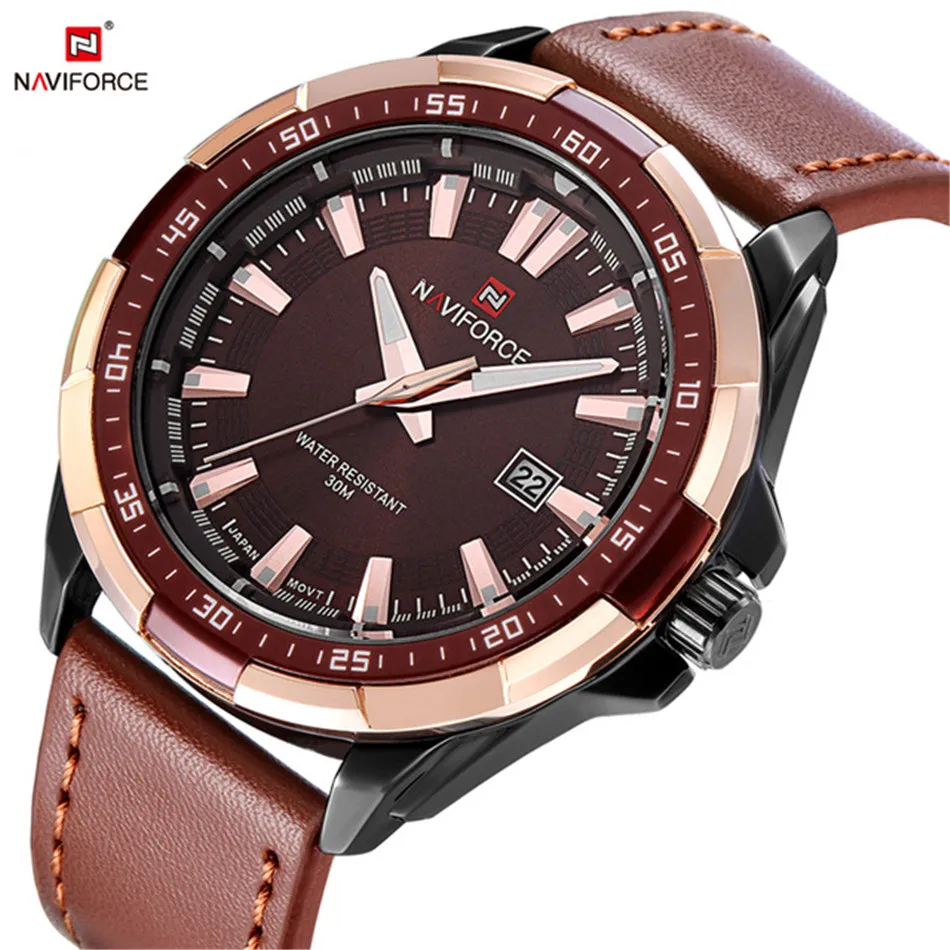 NAVIFORCE Брендовые мужские кварцевые часы модные трендовые роскошные деловые