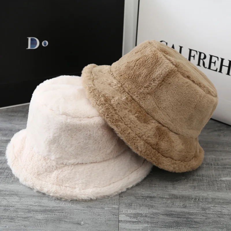 

British Curled Soft Plush Basin Hat Women Thickened Warmth Casual Japanese Solid Color Retro Small Hat Wholesale Bonnets