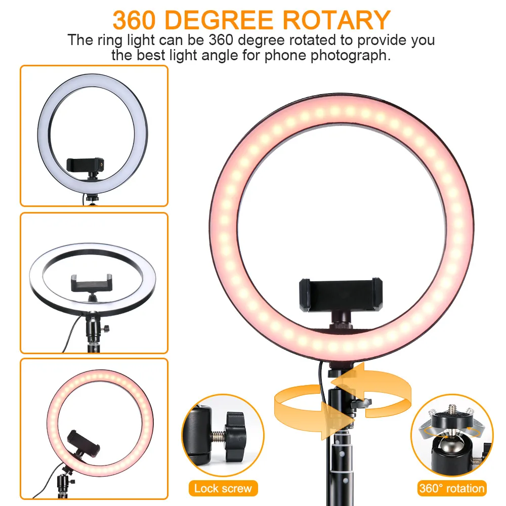 

Selfie Stick Ring Fill Light Telescopic Phone Clip Ring Lamp With Stand Tripod For Makeup Video Live Studio Photography Lighting