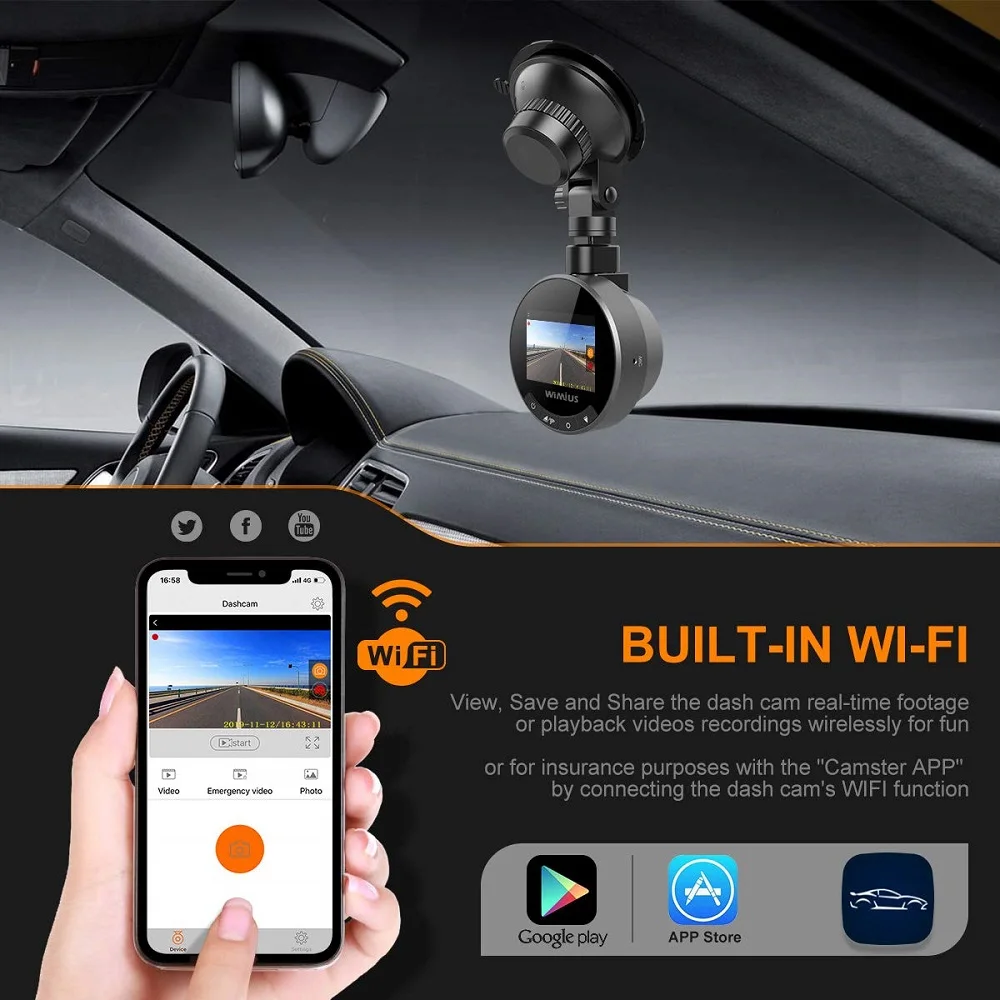 Высокое качество автомобильный Wifi DVR видеорегистратор 1080p HD с циклической