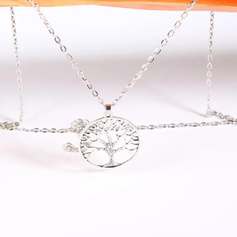 Древо жизни ожерелье для женщин модное винтажное серебряное золотое древо Naszyjnik
