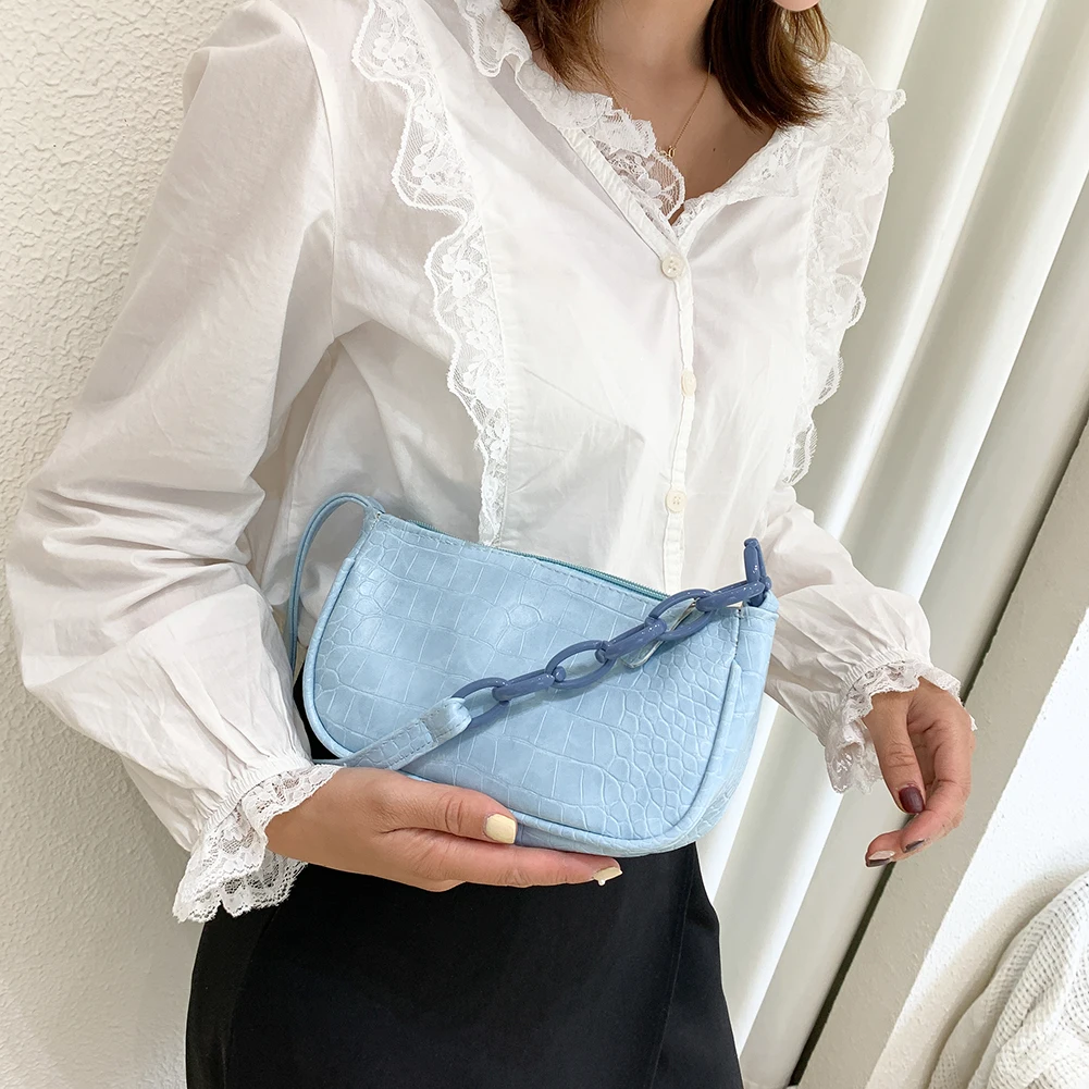 

Женская Повседневная сумка-мессенджер через плечо из ПУ кожи, однотонная Сумка-тоут на цепочке, Молодежная женская сумка простые универсал...