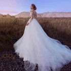 Свадебное платье в стиле бохо, современное кружевное платье с аппликацией и длинными рукавами, пляжное платье невесты, свадебные платья принцессы из тюля с иллюзией на спине, 2022