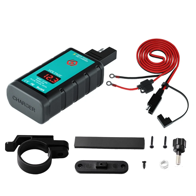 

Efficient Plastic USB to Type C Charger OT Terminal Line Black Motorcycle Charger for Smart Phone Tablet GPS