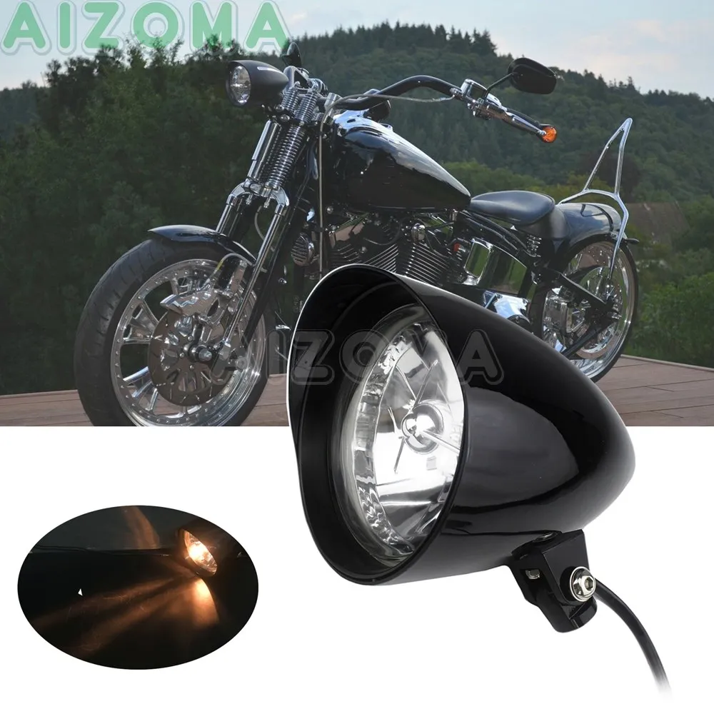 

Motorcycle 5.75" LED Visor Bullet Headlight Headlamp Balck For Harley Sportster XL Softail Dyna Bobber Chopper Custom Cafe Racer