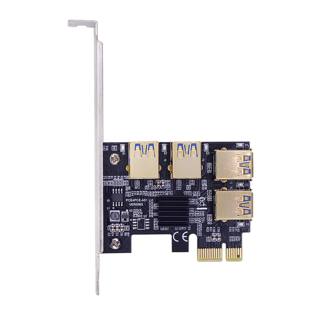CHIPAL PCI-E 1X to 4 USB 3.0 Adapter for PCIE 16X Riser Card PCI Express Port Multiplier Hub For GPU Video Graphics | Компьютеры и