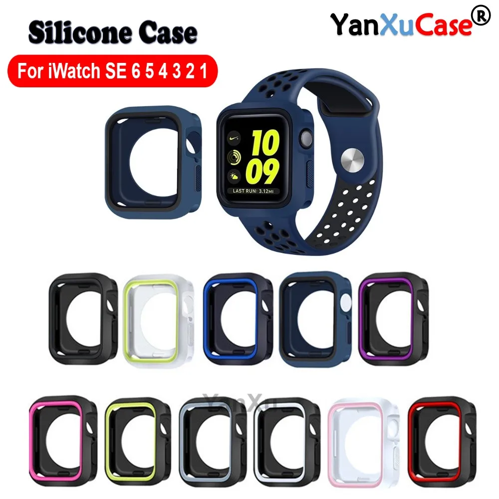 Чехол YanXu из ТПУ для Apple Watch чехол 6 SE 5 4 44 мм 40 силиконовый защитный бампер iWatch серии