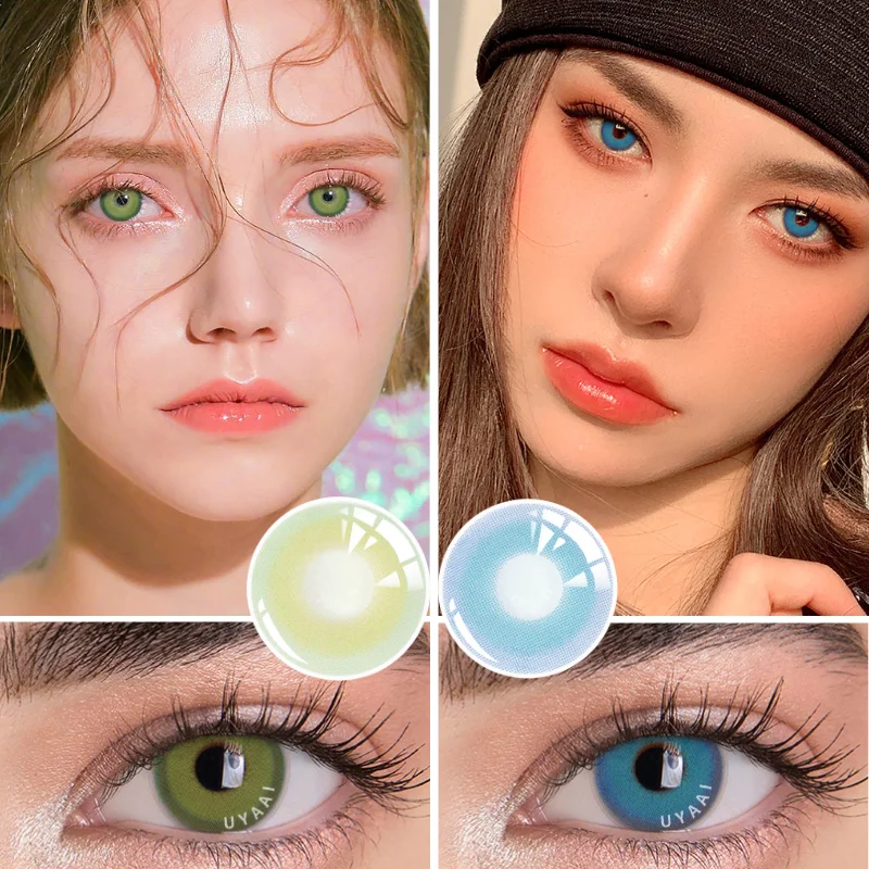 2 шт. (1 пара) цветные контактные линзы серии фальшивые контакты для глаз зеленые ed