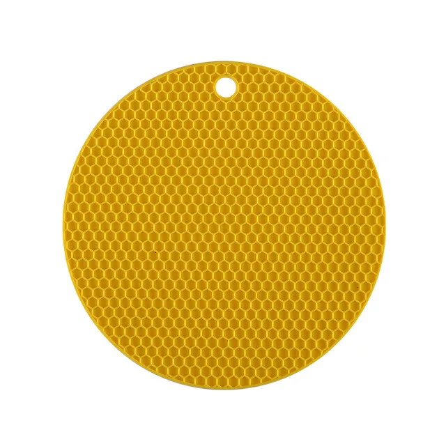 Yellow Многофункциональные силиконовые подставки под столовые приборы, круглые подставки для кухонной утвари, тонкие сотовые Нескользящие подставки - Цвет: Yellow