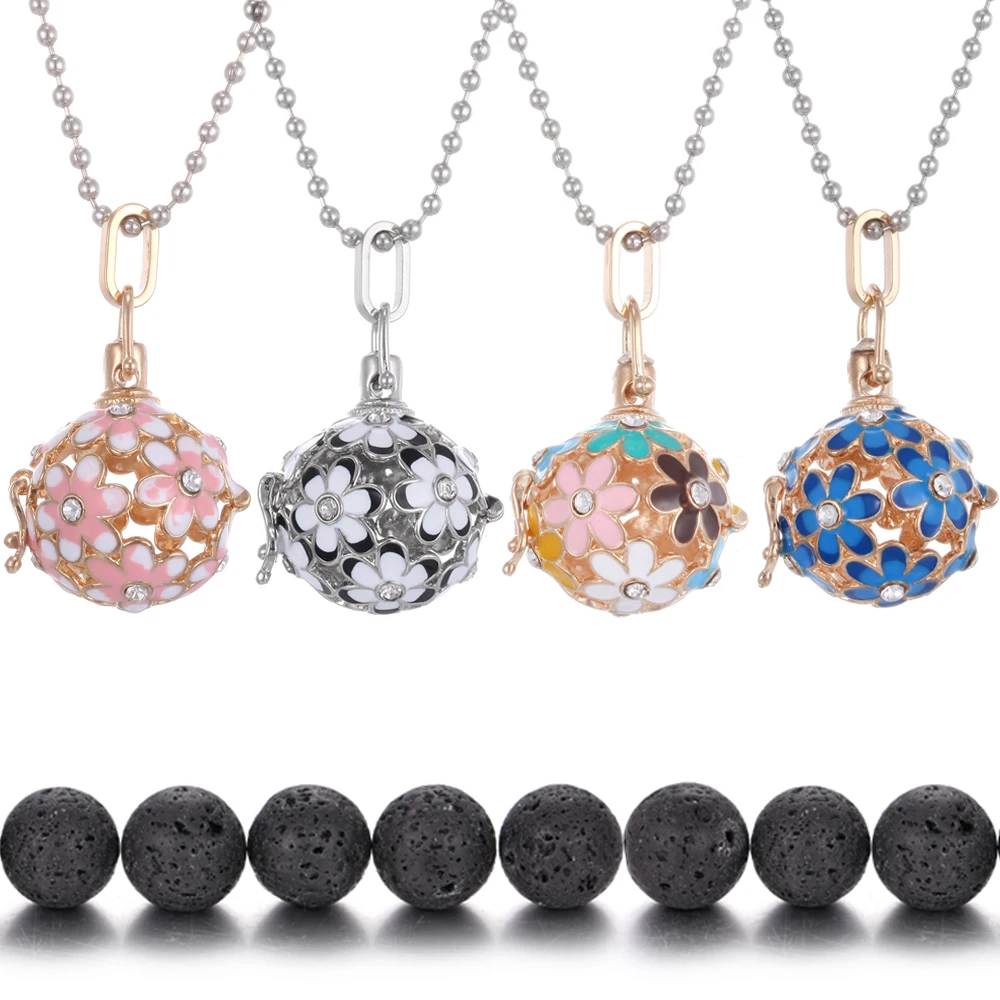 Диффузор ожерелье эмалированная Маргаритка Подсолнух шар Лава Рок эфирное масло