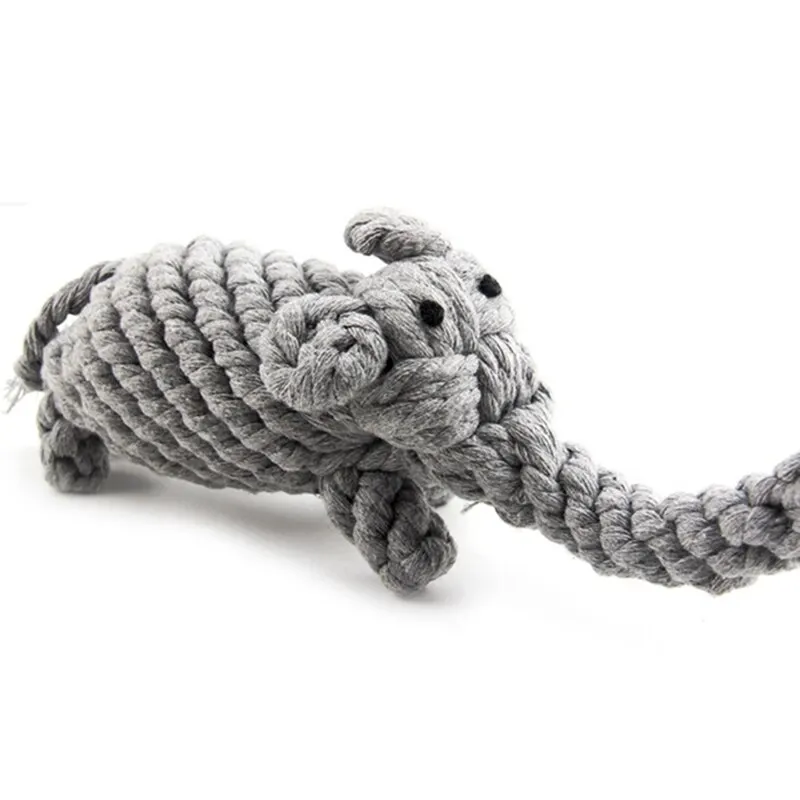 

Creative Pet Dog Toy Teeth Cleaning Molar Cotton Rope Toy Cute Elephant Shape Hand-woven Cotton Rope Dog Interactive Toy