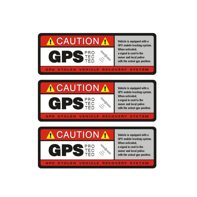 

Hot 3PCS Warning Caution GPS Car Sticker Waterproof Windshield Car Decorative KK11*4 Vinyl