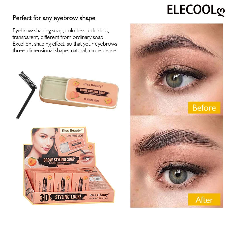 

Средство для укладки бровей ELECOOL, восковое мыло для лепки бровей, водостойкий долговечный 3D пушистый дикий стиль бровей, легкий в нанесении ...