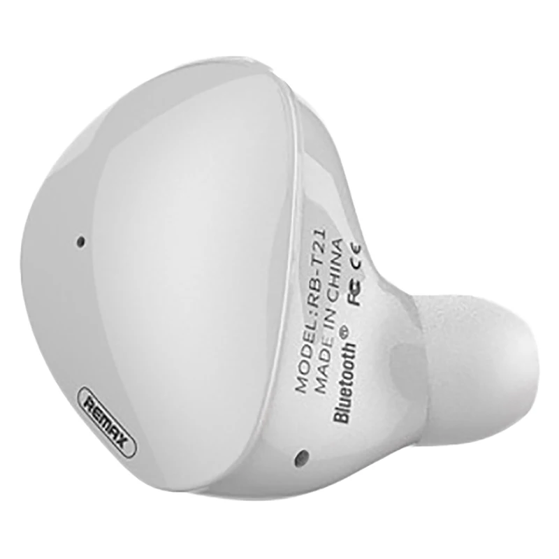 White Remax Rb-T21 в ухо Мини Беспроводная bluetooth-гарнитура поддерживает Многоточечное соединение перезаряжаемый мини 4,1 - Цвет: White