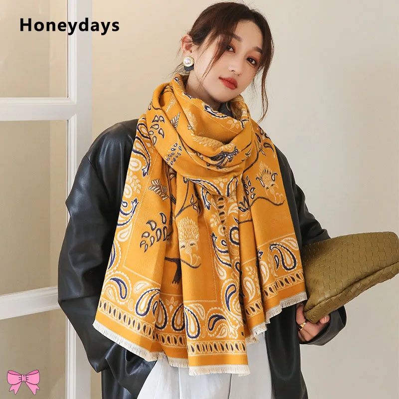 

Designer Classic Cashew Print Pashmina Shawl Air-conditioned Room Shawls Travel Warmth Thick Blanket Lady Cashmere Scarf Bandana