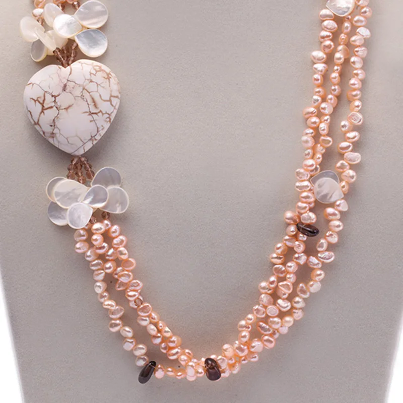 JYX новейший стиль Удивительное белое круглое бирюзовое ожерелье с розовым