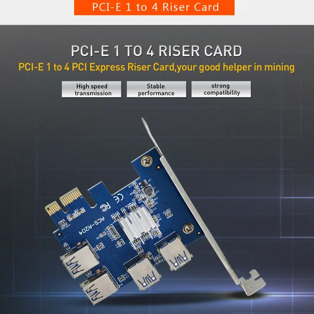 Адаптер TISHRIC PCIE Riser 009S PCI-E 1-4 PCI Express адаптер для карты расширения USB графический