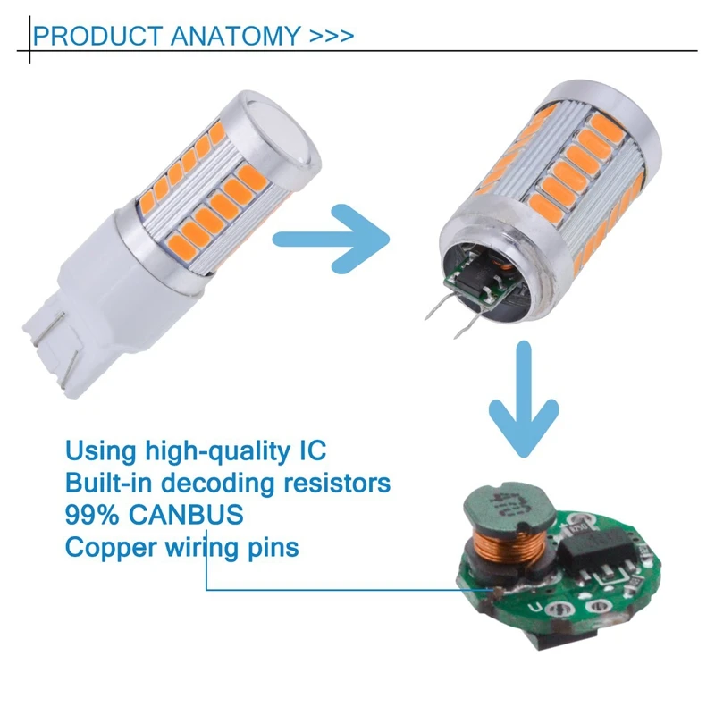 2x 7443 T20 LED Bulbs Amber Yellow 900 Lumens Turn Signals Light &amp 2Pcs T15 W16W Backup Bulb 920 921 912 | Автомобили и