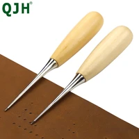 2pcs patchwork diy manual leather tools wooden handle sewing awl stitcher leather craft canvas tent sewing needle kit tool