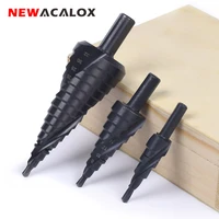 newacalox 4 32mm4 20mm4 12mm hss cobalt step drills nitrogen spiral for metal cone drill bit set woodworking wood cutter tool