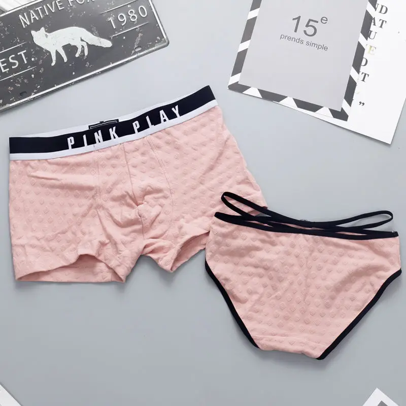 Couple Panties Set Cotton Panties Solid Low-Rise Cozy Lingerie Men Underwear Sexy Women's Underpants Intimates Couple Underwear