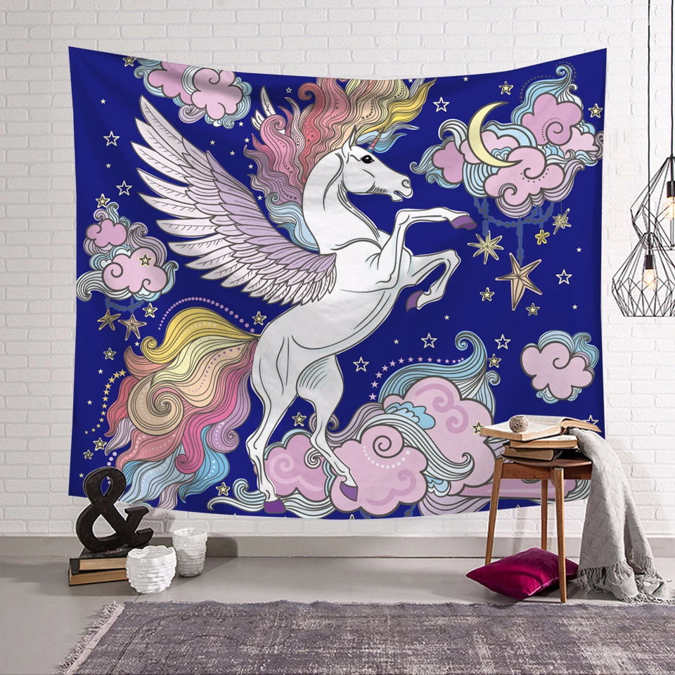 Индивидуальные золотые Pegasus гобелены настенные подвесные крылья лошади ковер