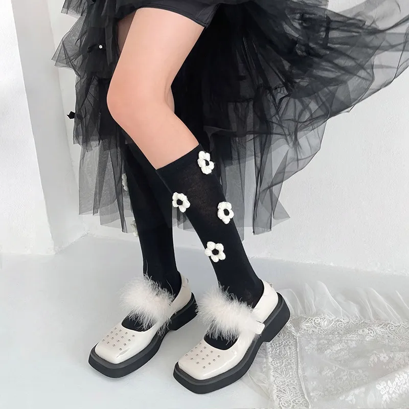 

French Elegance Cute Lolita Girl Retro Mid-calf Length Sock Sun Flower Accessories Kawaii Maiden Spring&Autumn The Calf Socks