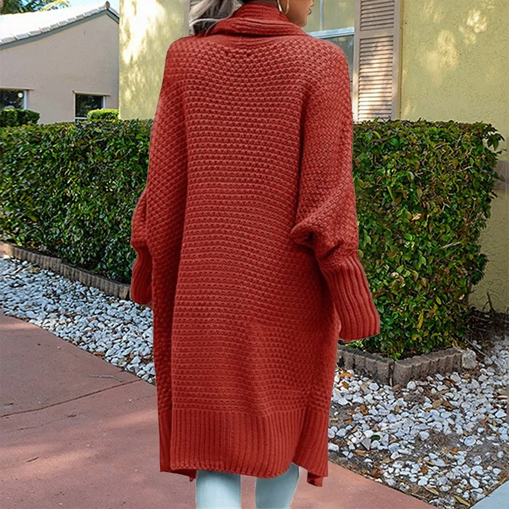 

Casual Long Knitted Cardigan Women Vintage Solid Color Loose Sweater Coat Solid Oversized Jumper Outwear Autumn Winter Sweater