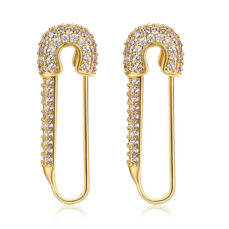 

Safety Pin silver Hoop Earrings for Women Girls with Cubic Zirconia Dangle Drop Stud Post Pave earrings