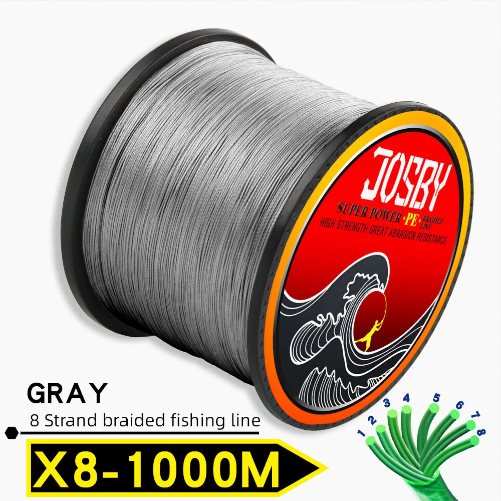 X8-1000M-Gray JOSBY 300 м 500 м 1000 м 8 нитей 10-78LB PE плетеный рыболовный провод Multifilament очень прочный рыболовный линия ЯПОНИЯ разноцветный - Цвет: X8-1000M-Gray