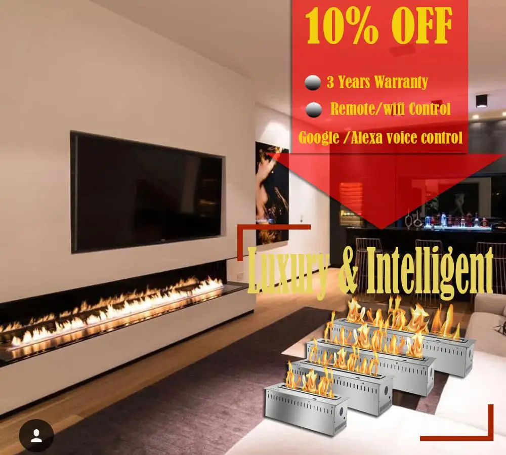 

On sale remote ethanol burner insert wifi control indoor fireplace 30''
