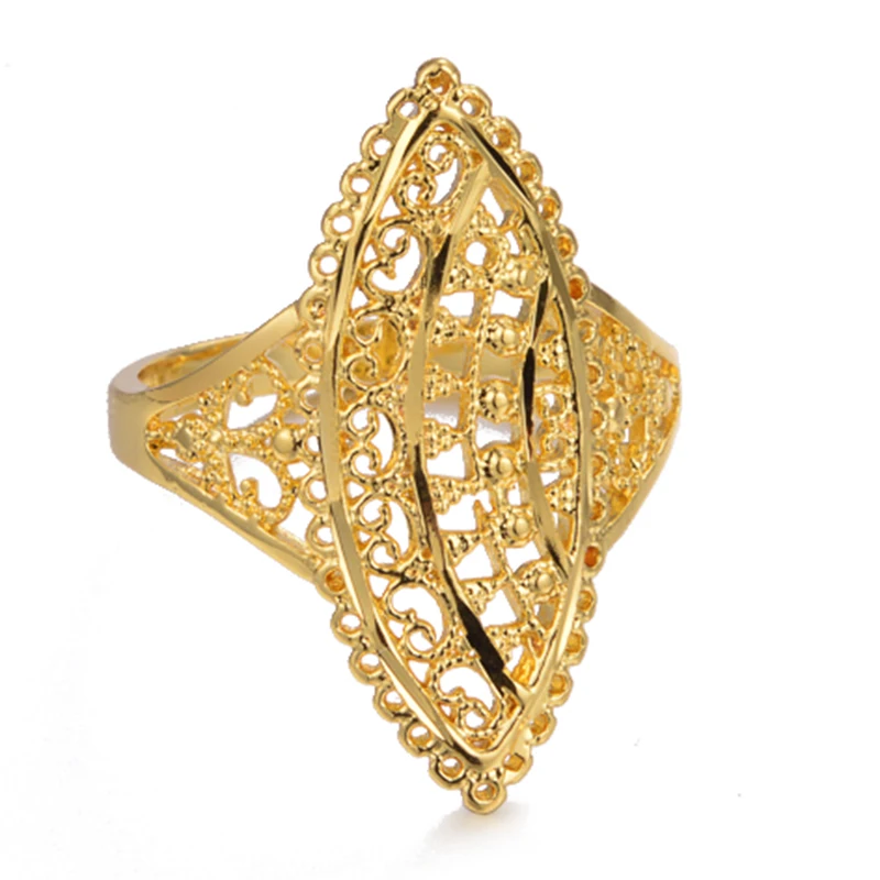 

NEW African Hollow Rings for Women Men Gold Color Wedding Bands Jewelry Arab Party