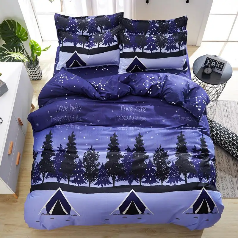 

30 4pcs Cotton Bedding Set With DuvetCover Bed Sheet Pillowcase Home Textile Children Cartoon Bed Linen KingQueenFullTwin Size
