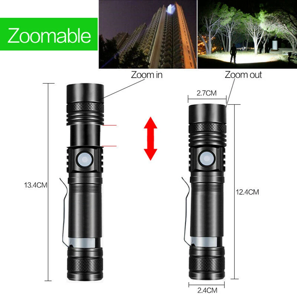 

12*2.7*2.4cm Flashlight 50000LM Aluminum Alloy Camping Fishing Super Bright
