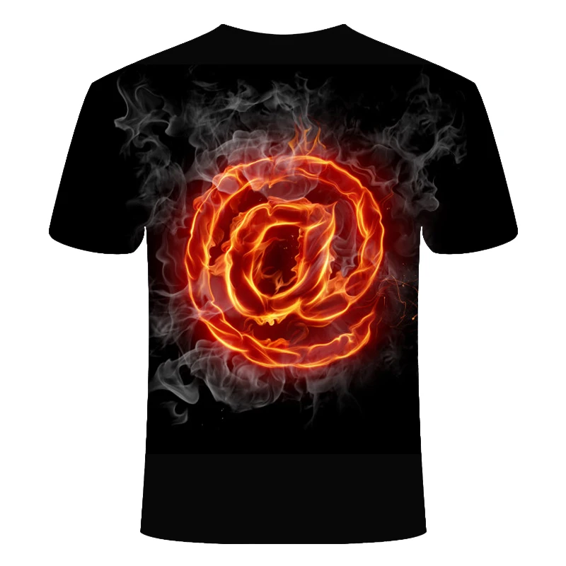 Новинка футболка с надписью пламени стерео 3D мужские/wo мужские короткие рукава