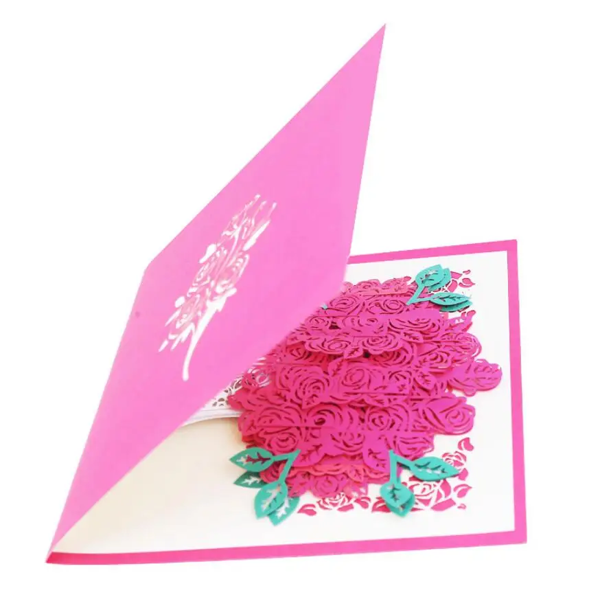 10 шт. розы и рисунком в виде птичек-оригами 3D всплывал поздравительных открыток