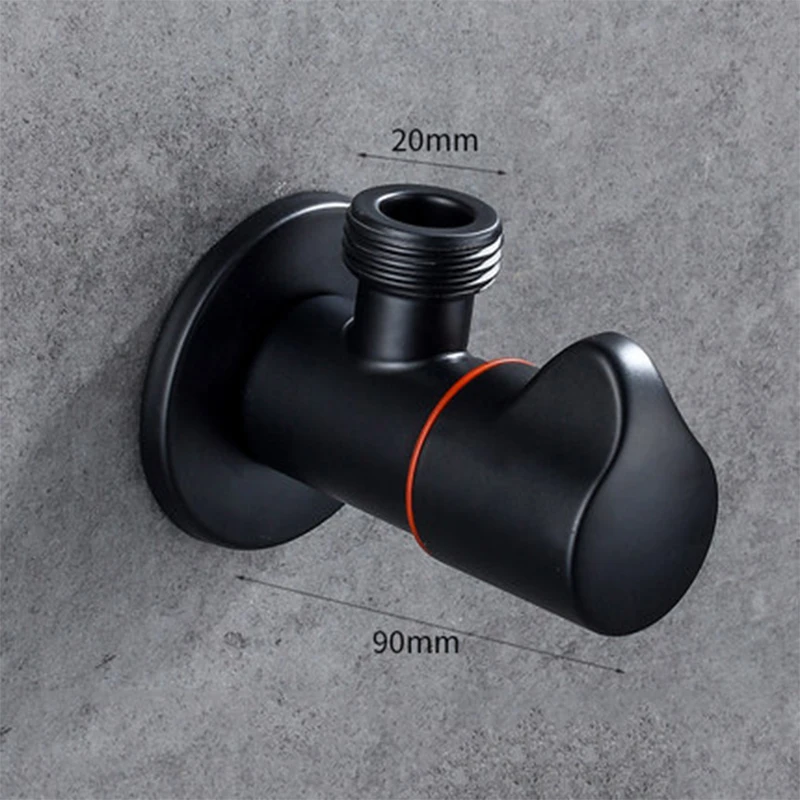 

2021Copper black hot and cold thick triangle valve stop valve toilet square triangle valve shower volume control valve shower