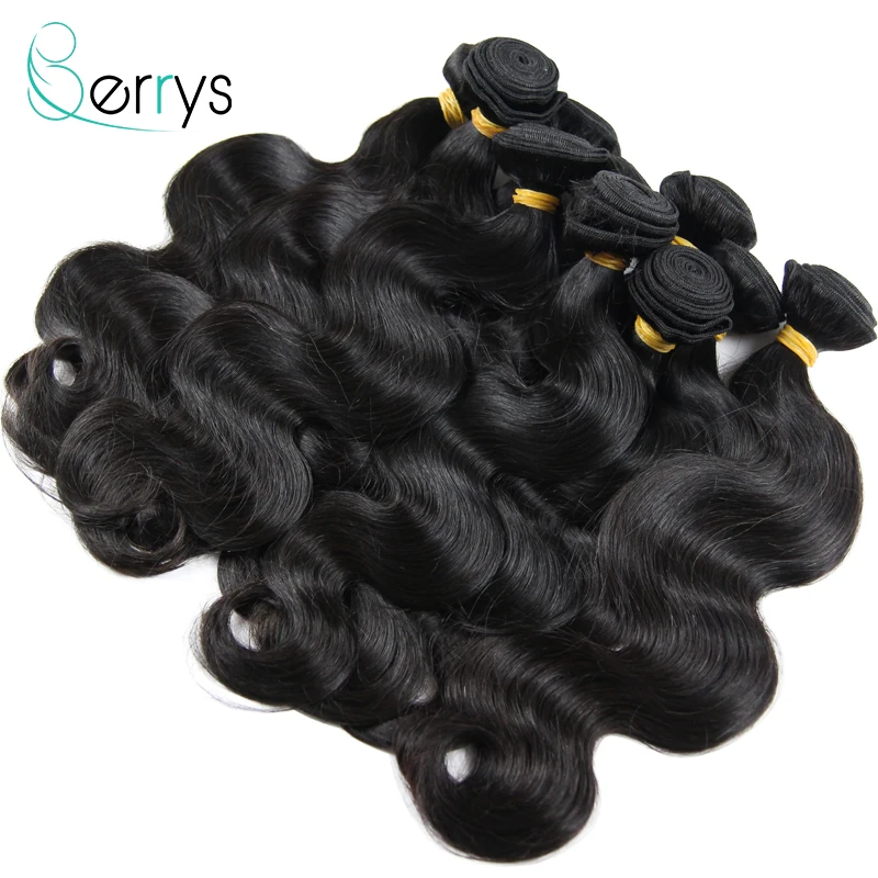 Berryshair 10A бразильские человеческие волосы пучки объемная волна 10 шт./лот