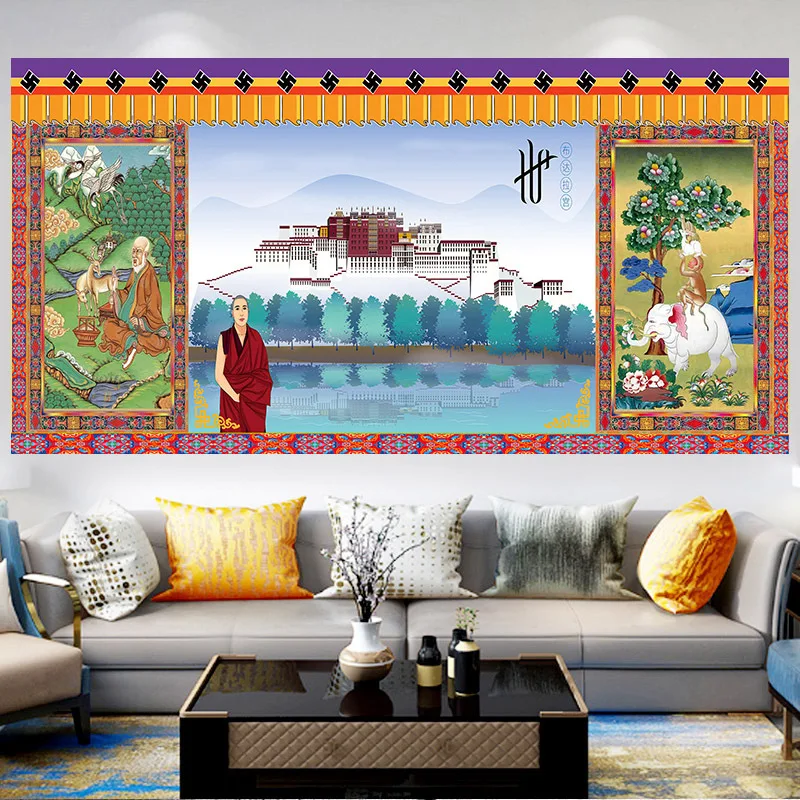 Настенная подвесная гобеленка с голубым небом Тибетский дворец potala Настенный