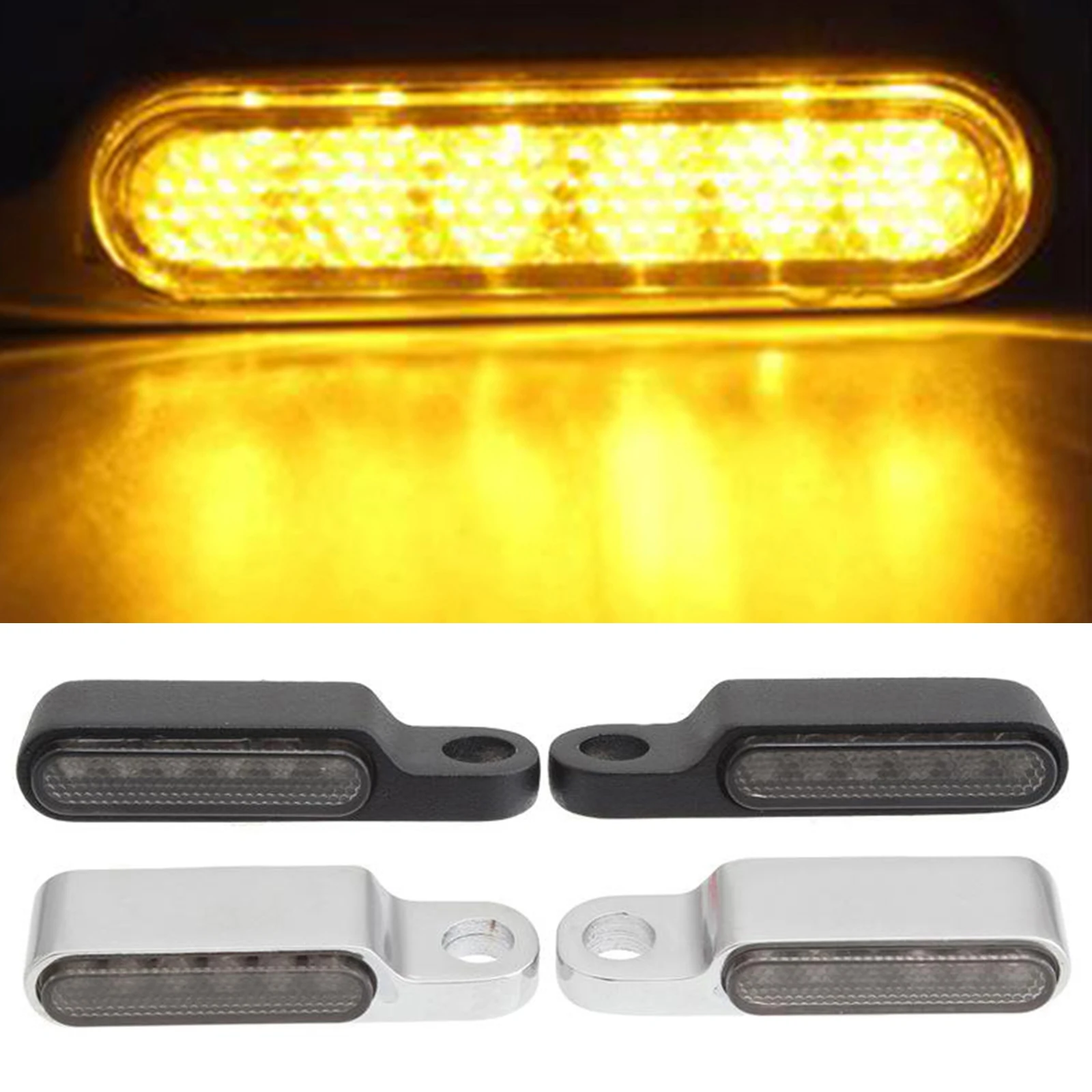 

1pair Motorbike Waterproof LED Turn Signal Indicator Lights Blinker DC 12V Amber Lamp For Cruiser Chopper Bobber