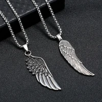 antique silver color antique color bird wings feather pendant necklace gift for women men girl boy metal chain