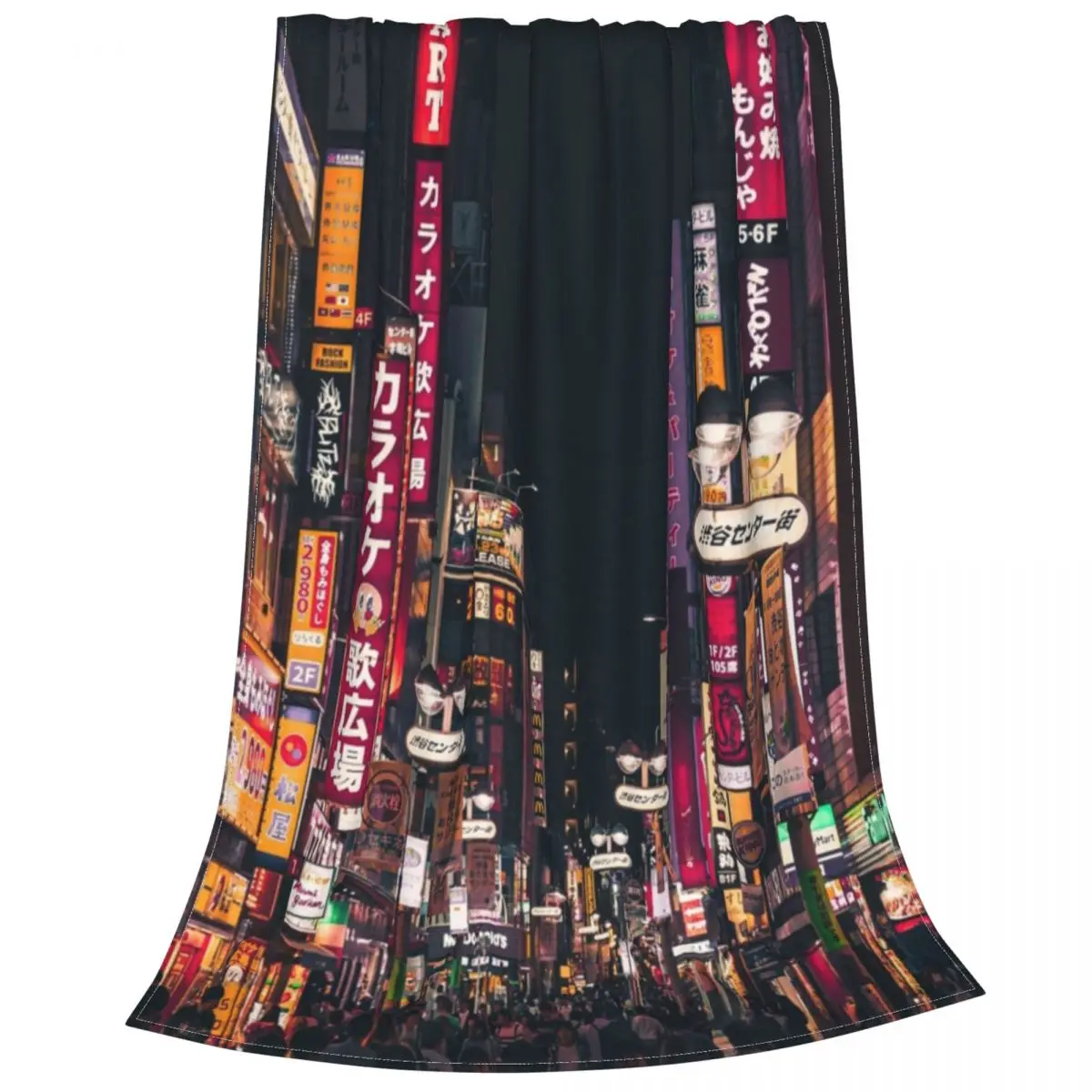 

Tokyo Nightlife Blankets Fleece Decoration Colorful City Portable Lightweight Throw Blankets for Bedding Travel Quilt