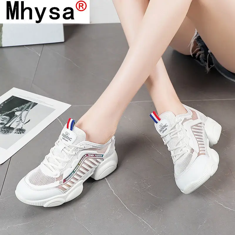 

2021 Spring New Women's Color-blocking Mesh Breathable Sneakers Fashion Women's Shoes Lace-up Comfortable Shallow Casual Shoes