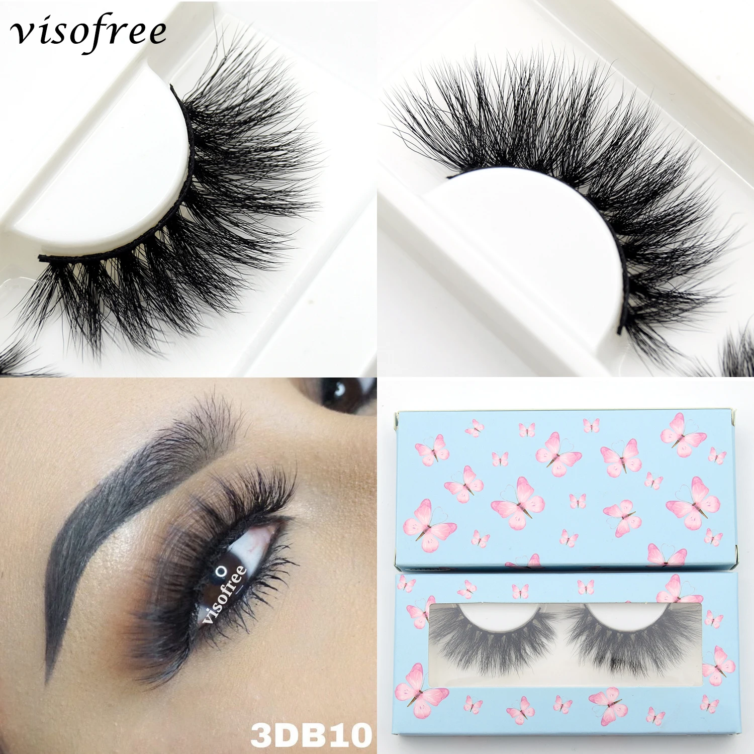 

Visofree Makeup Eyelashes 3D Mink Lashes Fluffy Soft Wispy Volume Natural long Cross False Eyelashes Eye Lashes Reusable Eyelash